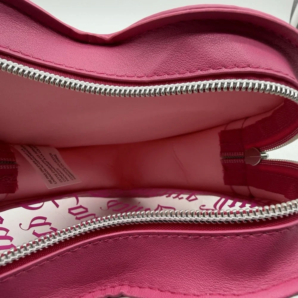 Juicy Couture Heart Shaped Clear Travel Cosmetic Pouch Hot Pink NWOT